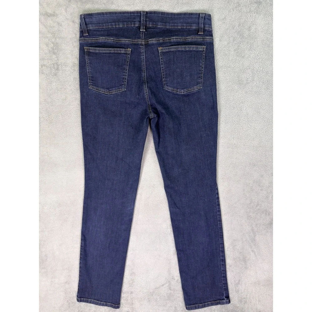 Eileen Fisher Jeans Womens 6 Blue Dark Wash Mid Rise Straight Leg Organic Cotton - Picture 2 of 8